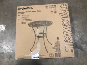 lot 21 image: StyleWell 28 in. Coastal Glass Mosaic Outdoor Patio Bistro Table  Customer Returns See Pictures