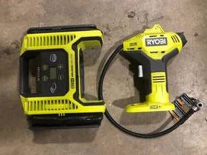 lot 28 image: RYOBI ONE 18V Cordless High Pressure Inflator with Digital Gauge Customer Returns See Pictures