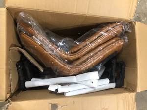 lot 37 image: Glamour Home Set of 2 Avalon Cappuccino Faux Leather Dining Chair with Black Metal Legs  Customer Returns See Pictures