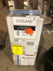 lot 44 image: Vissani 5,000 BTU Portable Air Conditioner Cools 250 sq. ft. with Dehumidifier and Remote in White   Customer Returns See Pictures