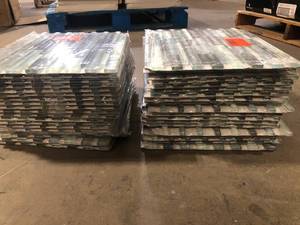 lot 9 image: Lot of Linear Interlocking  Glass and Marble Mesh Mounted Mosaic Tile Customer Returns See Pictures