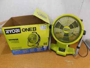 RYOBI ONE 18V Cordless Hybrid WHISPER SERIES 12 in. Misting Air Cannon Fan (Tool Only)