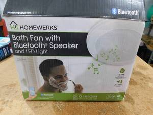 HOMEWERKS 80 CFM Ceiling Mount Bathroom Exhaust Fan with Bluetooth Speaker and LED Light