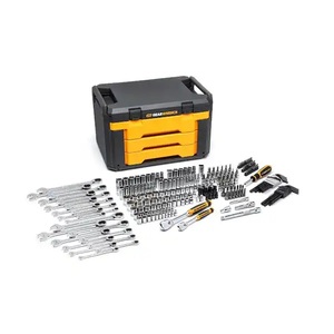 GEARWRENCH 14 in. and 38 in. Drive 90-Tooth Standard and Deep SAEMetric Mechanics Tool Set in 3-Drawer Storage Box (232-Piece)