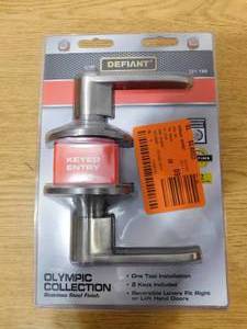 Olympic Stainless Steel Classic Keyed Entry Door Handle Lock NEW