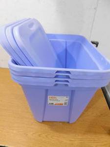 (4) HDX 20 Gal. Storage Tote in Bluebell