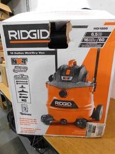 RIDGID 16 Gallon 6.5 Peak HP NXT WetDry Shop Vacuum with Cart, Fine Dust Filter, Locking Hose and Accessories