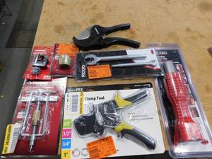 Assorted plumbing tool lot.