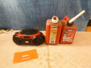 Radio and Gas Cans