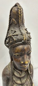 Antique Benin Bronze Queen Mother Bust Sculpture