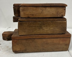 3 Early Wood Primitive Hand Made Boxes