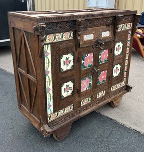 Vintage  Antique Chinese Cabinet (Floral Motif)