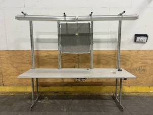 lot 17 image: Heavy Duty Work Bench with Bulletin Board and Overhead Lights