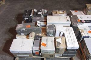 lot 72 image: Large Lot-Mix Pallet of Tile-Ceramic, Glass, Molding Trims, Panels-Over 20 Varieties