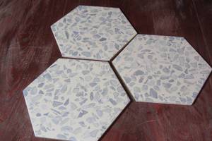 lot 60 image: Ivy Hill Tile Fusion Hex Blue Terrazzo 9.13 in. x 10.51 in. Matte Porcelain Floor and Wall Tile ( 64.56 Sq Ft)