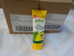lot 101 image: 12 x 3 oz Tubes Alba Baby Clear Mineral Sunscreen #45