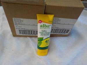 lot 103 image: 12 x 3 oz Tubes Alba Baby Clear Mineral Sunscreen #45