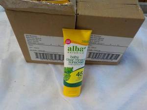 lot 104 image: 12 x 3 oz Tubes Alba Baby Clear Mineral Sunscreen #45