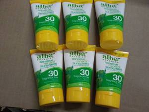 lot 111 image: 6 x 4 oz Tubes Alba Botanica Sensitive Mineral Sunscreen #30 Fragrance Free