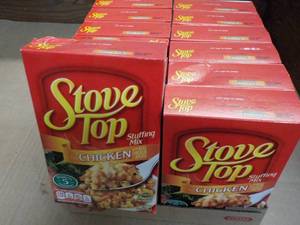 lot 206 image: 12 x 6 oz Boxes Stove Top Chicken Stuffing Mix best date 052024