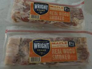 lot 291 image: G 2 Frozen 24 oz pkgs Maple Real Wood Smoked Bacon