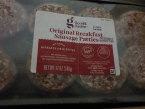 lot 296 image: g 8 x 12 oz Frozen pkgs Breakfast Sausage Patties