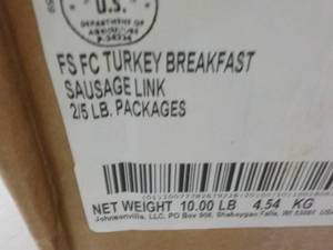 lot 299 image: H 10 lb. Box Frozen Turkey Breakfast Sausage Links