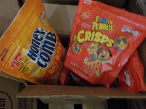 lot 301 image: 8 x 6 oz Bags Honey Comb and Fruity Pebbles Cereal