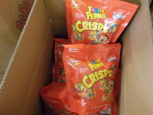 lot 303 image: 10 x 6 oz Bags Honey Comb and Fruity Pebbles Cereal