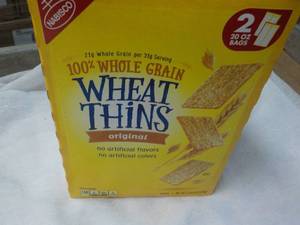 lot 362 image: 2 x 20 oz bags Whole Grain Wheat Thins best date 11302023