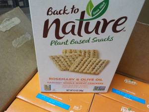 lot 375 image: 12 x 8.5 oz Boxes Rosemary and Olive Oil Whole Wheat Crackers Best By 042023