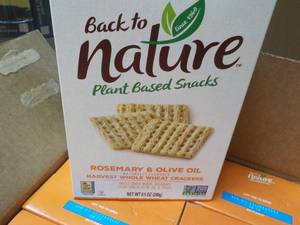 lot 377 image: 12 x 8.5 oz Boxes Rosemary and Olive Oil Whole Wheat Crackers Best By 042023