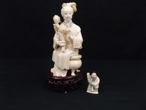Antique Hand Carved Bone 8 etc. Guanyin etc. Asian Figurines