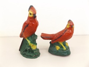 2 Vintage Yard Art Concrete 10.5 Cardinal Figurines