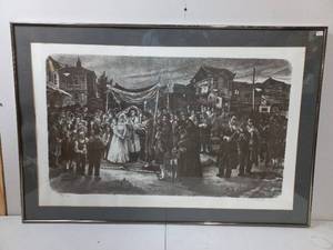 lot 32 image: Wedding in Jerusalem  by Itshak Holtz Lithograph