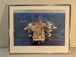 lot 42 image: Framed USS Kitty Hawk Print