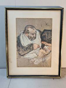 lot 49 image: Framed Henri De Toulouse-Lautrec Dr. Pean Operating Print