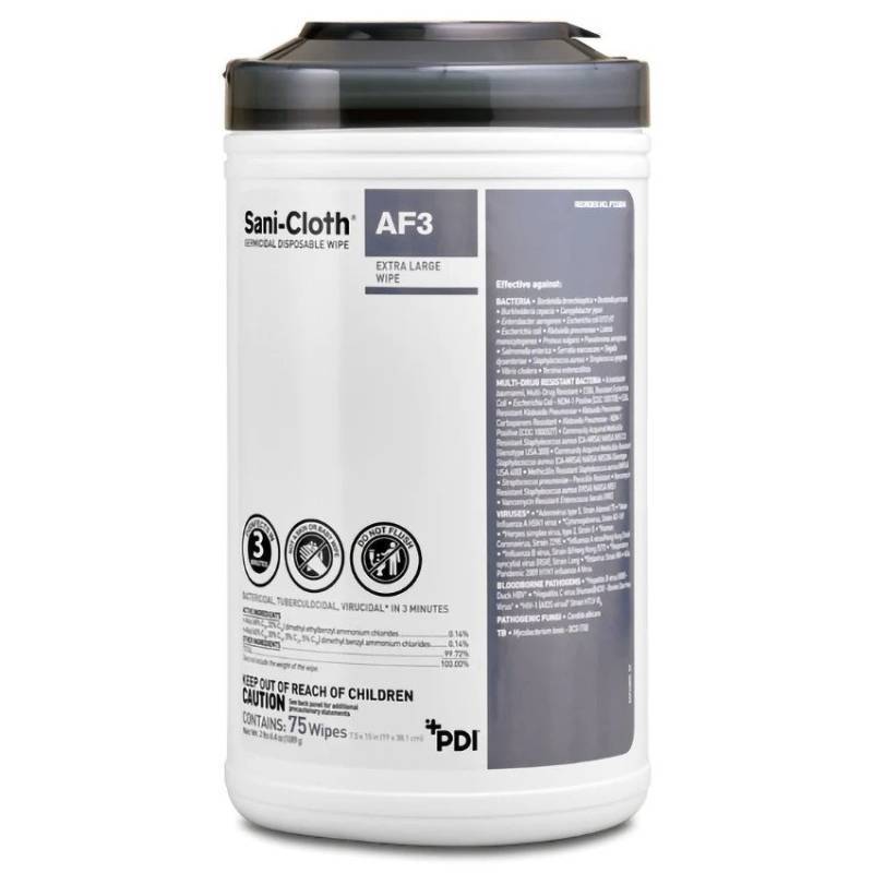 MSRP $120  1 Case  6 New Canisters - 75 Count Extra Large PDI Sani-Cloth AF3 Surface Disinfectant Cleaner Premoistened Germicidal Manual Pull Wipes - Mild Scent -&nbspThis Wipe Product Kills SARS-CoV-2