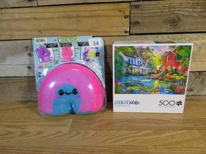 lot 34 image: Fluffie Stuffiez Small Plush - Collectible Rainbow Surprise Reveal & 500 Piece Country Life Puzzle