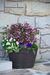 lot 8 image: Southern 12.2 in. H X 20.5 in. W X 20.5 in. D Resin Whiskey Barrel Planter Brown