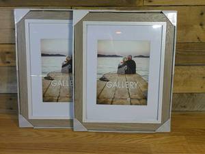 lot 119 image: Pair of Malden International Designs 11x14 Matted To 8x10 Two-Tone Beige and White Wall Picture Frames