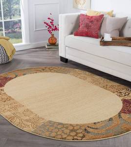 lot 96 image: Sedona Transitional Floral Beige Oval Area Rug, 52 x 72 Oval