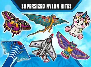 lot 123 image: Brainstorm Supersized Deluxe Nylon X Kites Wingspan Tri-Winder - Fighter Jet