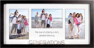 lot 104 image: Malden International Designs 3 Opening 4 x 6 inch Matted Generations Collage Wall Picture Frame Matte Quality MDF Wood Black