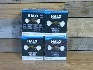 lot 154 image: Set of 4 Halo PWT 300-Watt 60-Degree Bronze Outdoor Integrated LED Flood Light with Dusk to Dawn