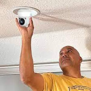 lot 172 image: Motion Detecting 360-Degree IndoorOutdoor Wi-Fi Home Security Camera with Light