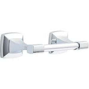 lot 195 image: Delta Portwood Wall Mount Pivot Arm Toilet Paper Holder Bath Hardware Accessory in Polished Chrome