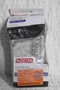 lot 197 image: Delta Porter Wall Mount Spring-Loaded Toilet Paper Holder Bath Hardware Accessory in Brushed Nickel