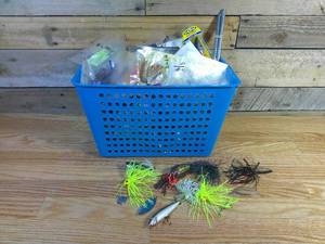 lot 244 image: Basket FULL of FISHING Items