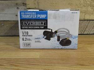 lot 238 image: Everbilt 110 HP Non-Submersible Self-Priming Transfer Pump (USED)